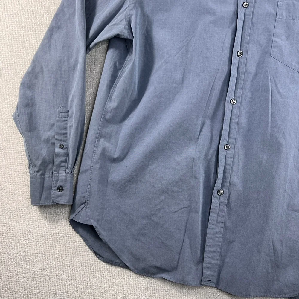 J‎ Crew Mens Button Down Dress Shirt Gray 60s 2 Ply Cotton Long Sleeve Size L